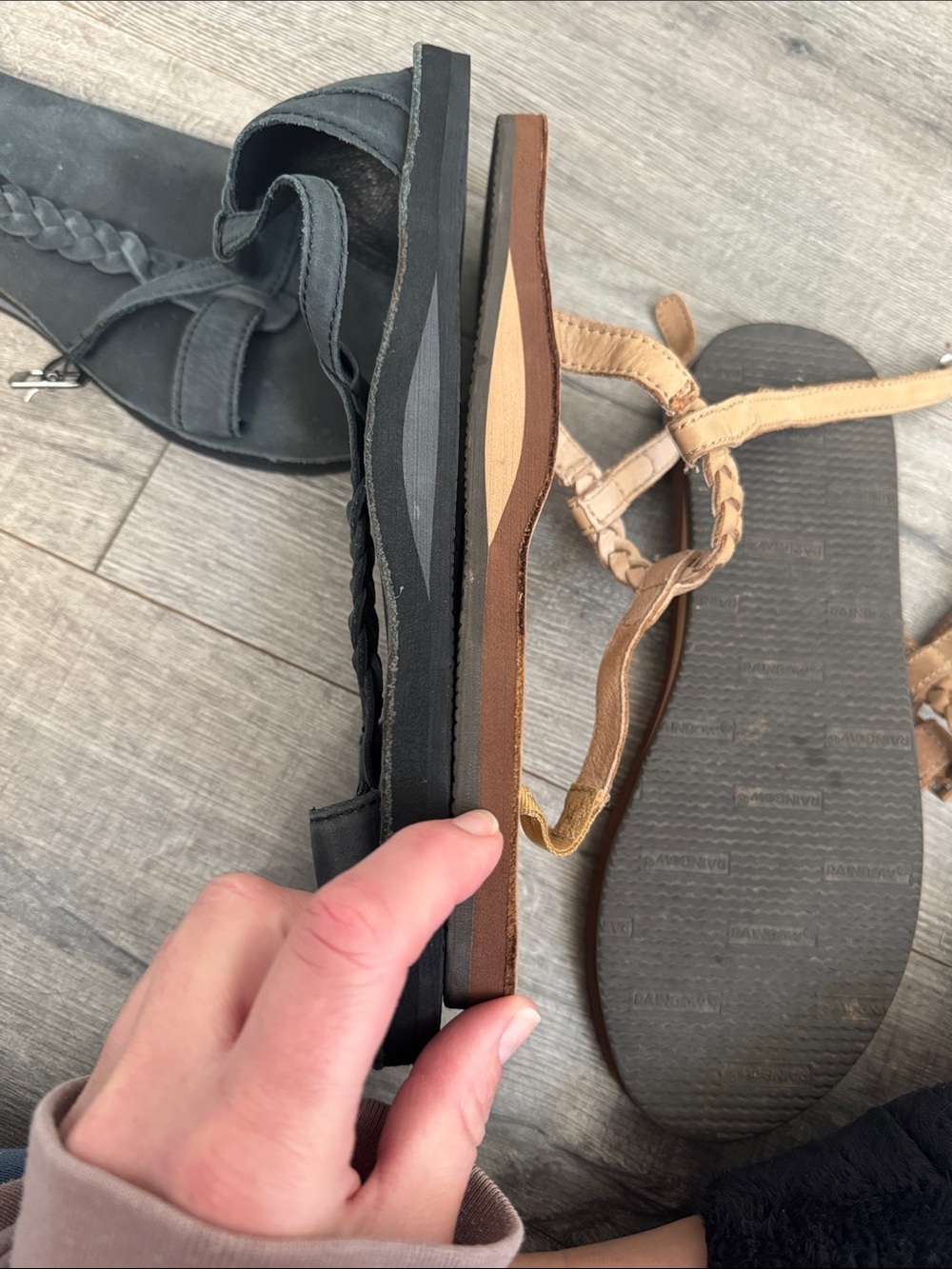 Two Pairs of Women’s Rainbow Sandals in Black and Tan Bundle - Picture 5 of 5